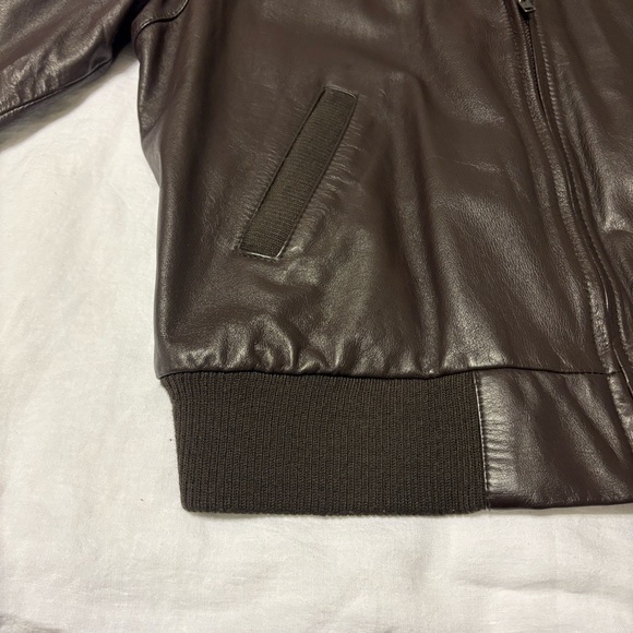 Members Only Dark Brown leather Bomber Jacket - Picture 8 of 15